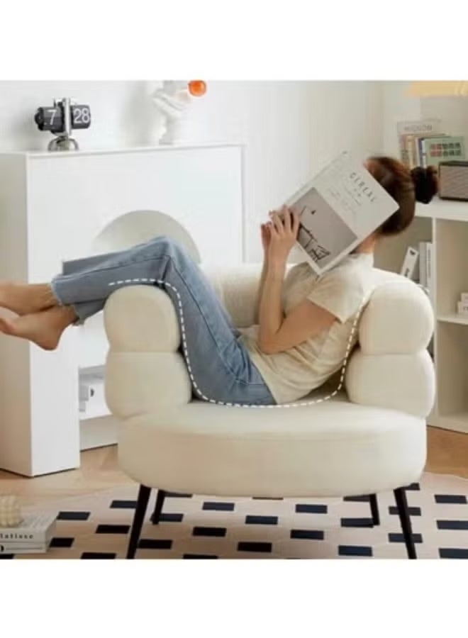 Kawkab Modern Boucle Accent Chair with Scandi-Style Legs WHITE - Image 5